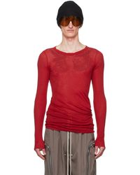 Rick Owens - T-shirt à manches longues rouge en tricot côtelé - Lyst