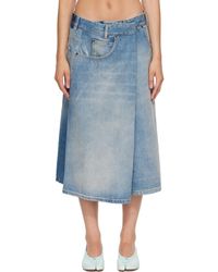 Maison Margiela - Wrap Denim Midi Skirt - Lyst