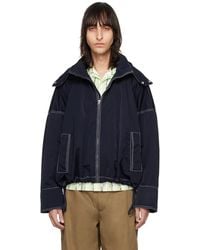 Bottega Veneta - Navy Tech Nylon Jacket - Lyst