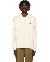 Fred Perry - F perry cardigan blanc cassé à boutons - Lyst