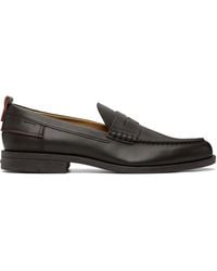 HUGO - Leather Penny Trim Loafers - Lyst