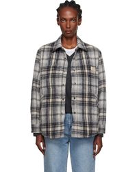 DUNST - グレー キルティング チェック フランネル オーバーシャツ - Lyst
