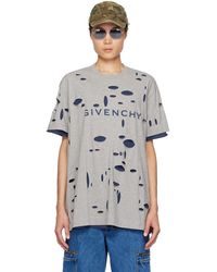 Givenchy - Gray & Navy Destroyed T-shirt - Lyst