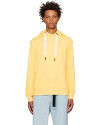 Moncler - Yellow Embroidered Drawstring Hoodie - Lyst