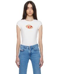 DIESEL Cotton White T-uncutie T-shirt in Orange | Lyst