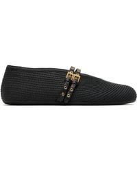 Alaïa - Paper Straw Black Ballet Flats - Lyst