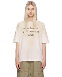 Acne Studios - T-shirt blanc cassé à logo et texte imprimés - Lyst