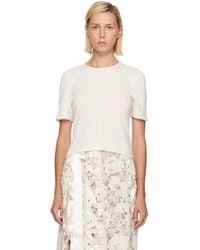 Simone Rocha - Off- Cropped Pointelle T-Shirt - Lyst