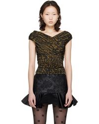 Ganni - Printed Shiny Jersey Sleeveless Ruched Top - Lyst
