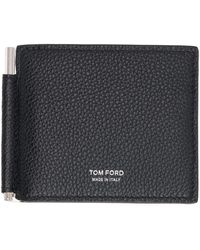 Tom Ford - Portefeuille noir en cuir souple grainé à pince à billets - Lyst