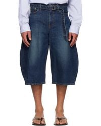Sacai - Faded Denim Shorts - Lyst