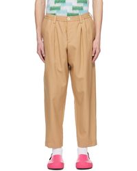 Marni - Pantalon brun clair à jambe écourtée - Lyst