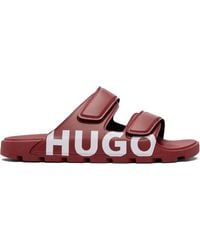 HUGO - Double Touch-Closure Straps Logo Sandals - Lyst