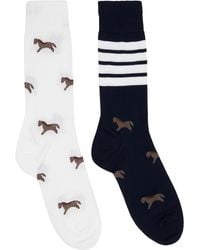 Thom Browne - Funmix Geese Jacuquard Mid Calf Socks - Lyst