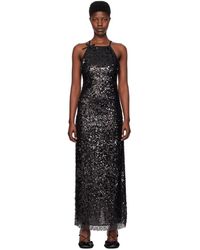 MSGM - Robe longue noire à paillettes - Lyst