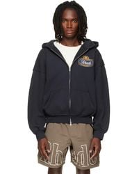 Rhude - Balck Safari Crest' Zip-Up Hoodie - Lyst