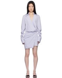 The Attico - Robe Courte De Style Chemise Bleu Et Blanc À Rayures - Lyst