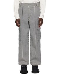 KENZO - Pantalon cargo noir et blanc en denim à rayures - Lyst