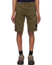 C.P. Company - Khaki Stretch Sateen Cargo Shorts - Lyst