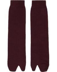 Maison Margiela - Burgundy Wool Tabi Socks - Lyst