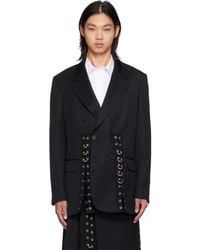 Simone Rocha - Double Breasted Grommet Ring Hem Slice Blazer - Lyst