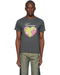 Ganni - Gray Relaxed Heart T-shirt - Lyst