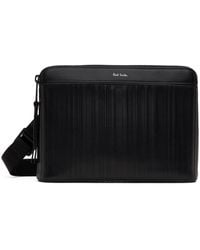 Paul Smith - Black Leather Shadow Stripe Musette Pouch - Lyst