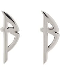 Balenciaga - Boucles d'oreilles argentées à logo modifié - Lyst