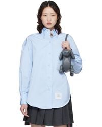 Thom Browne - Solid Poplin Crest Embroidery Armand Supersized Shirt - Lyst