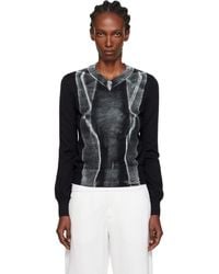 MM6 by Maison Margiela - Folded Printed Gauge 14 V-Neck Sweater - Lyst