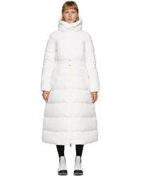 Moncler Manteau a ceinture en duvet blanc Goelo