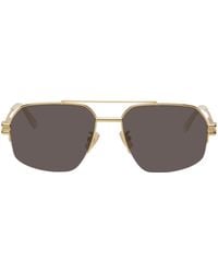 Bottega Veneta - Gold Bond Metal Half-rim Aviator Sunglasses - Lyst