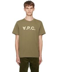 A.P.C. - Khaki Standard Grand 'V.P.C. T-Shirt - Lyst