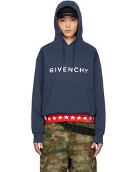 Givenchy - Navy Dropped Shoulder Hoodie - Lyst