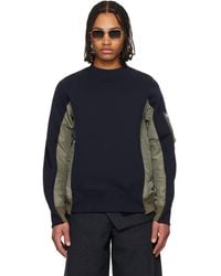 Sacai - Khaki Sponge Sweat & Nylon Twill Sweatshirt - Lyst