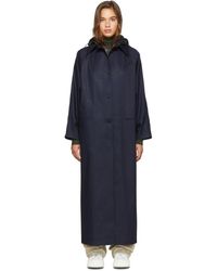 Kassl Ssense Exclusive Navy Canvas Trench Coat - Blue