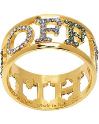 Off-White c/o Virgil Abloh - Gold Logo Pavé Ring - Lyst