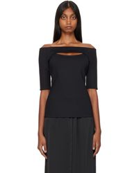 Rosetta Getty - T-Shirt Noir À Épaules Dénudées - Lyst