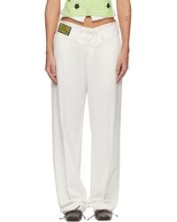 MM6 by Maison Margiela - Off- Reverse Waistband Trousers - Lyst