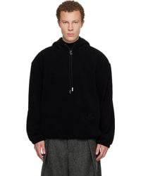 WOOYOUNGMI - Pull À Capuche Noir En Tricot Côtelé - Lyst