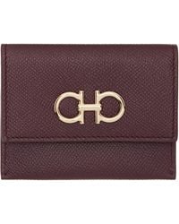 Ferragamo - Burgundy Gancini Credit Card Holder - Lyst