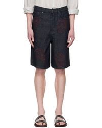 Dries Van Noten - ネイビー Embroidered Pattern デニムショートパンツ - Lyst