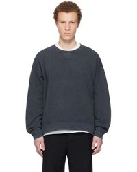 Visvim - Pull Molletonné Surdimensionné Noir À Manches Trois-Quarts - Lyst