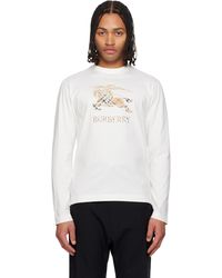Burberry - Crewneck T-Shirt With Ekd And Logo Lettering Embroidery On The Front - Lyst