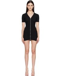 Alexander Wang - V-Neck Short Sleeve Pointelle Zip Minidress - Lyst