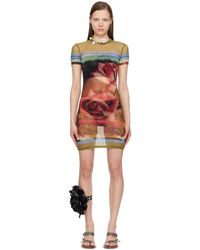 Jean Paul Gaultier - Roses-Print Short-Sleeve Mesh Mini Dress - Lyst