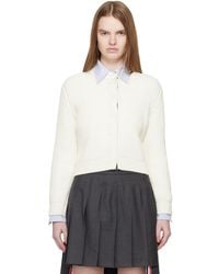 Thom Browne - Full Stitch Cropped Crew Neck Cardigan - Lyst