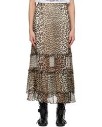 Ganni - Long Chiffon Ruffle Maxi Skirt - Lyst