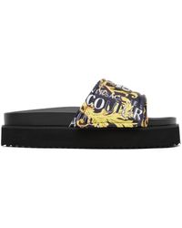 Versace - Black & Gold Arizona Sandals - Lyst