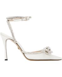 Mach & Mach - Chaussures À Talon Aiguille Blanches En Satin À Boucle Étagée - Lyst